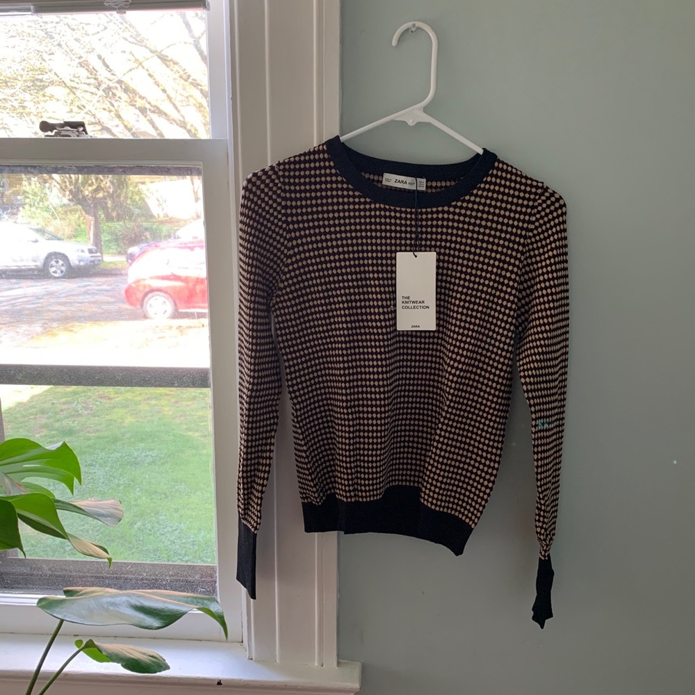 Zara Knit black/tan long sleeve top